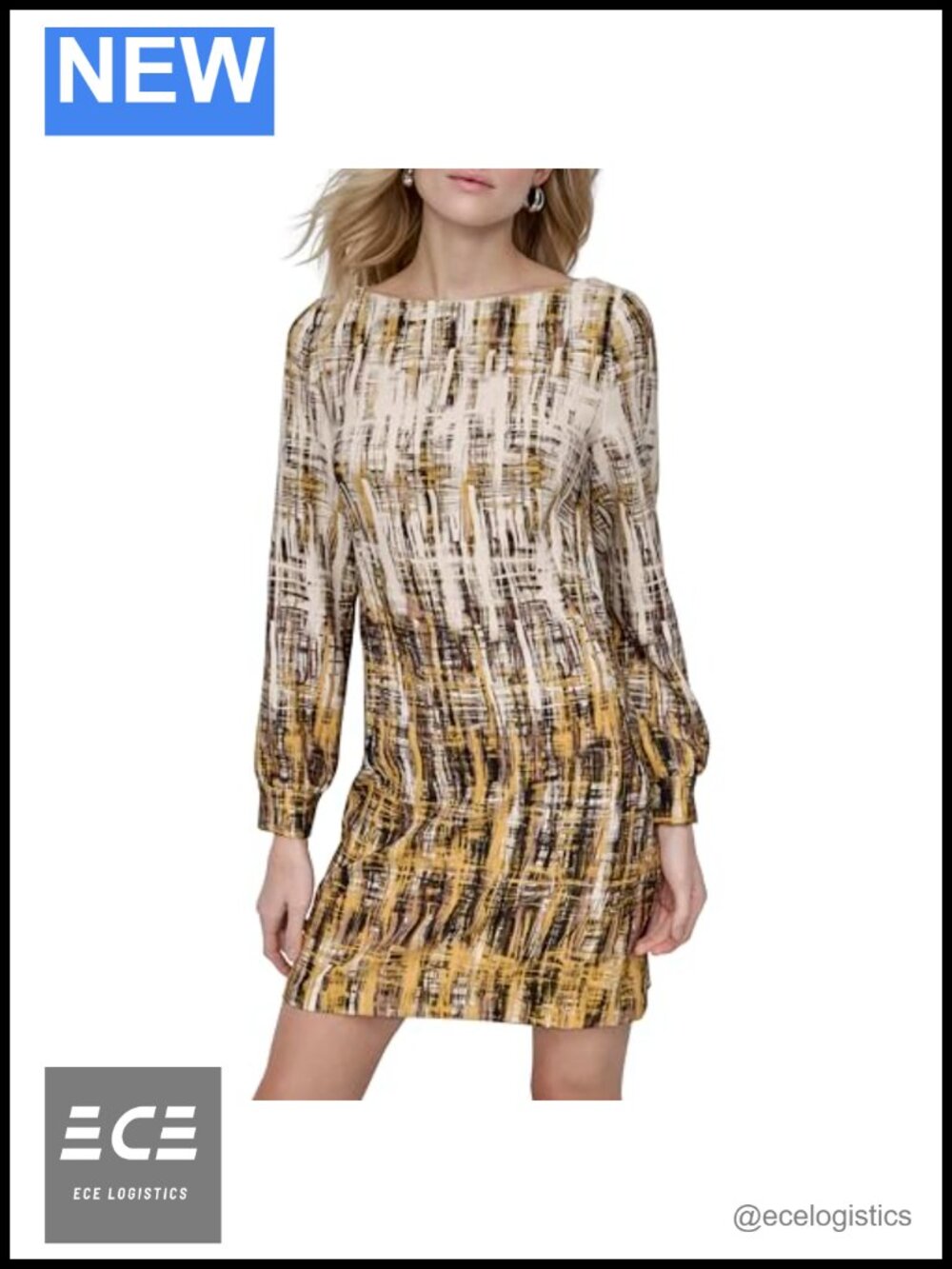 Long Sleeve Jewel Neck Mini Sheath Dress